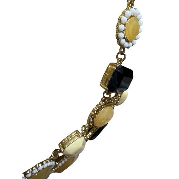 Kate Spade New York retired framed stone statement necklace gold yellow black - Picture 7 of 8